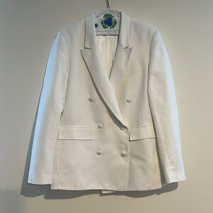 ♻️RtA Brand White Double Breasted Linen Blazer